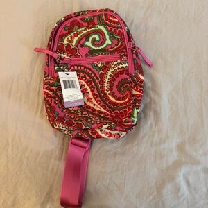 NEW NWT Vera Bradley Essential Sling Backpack Paisley Pink Design